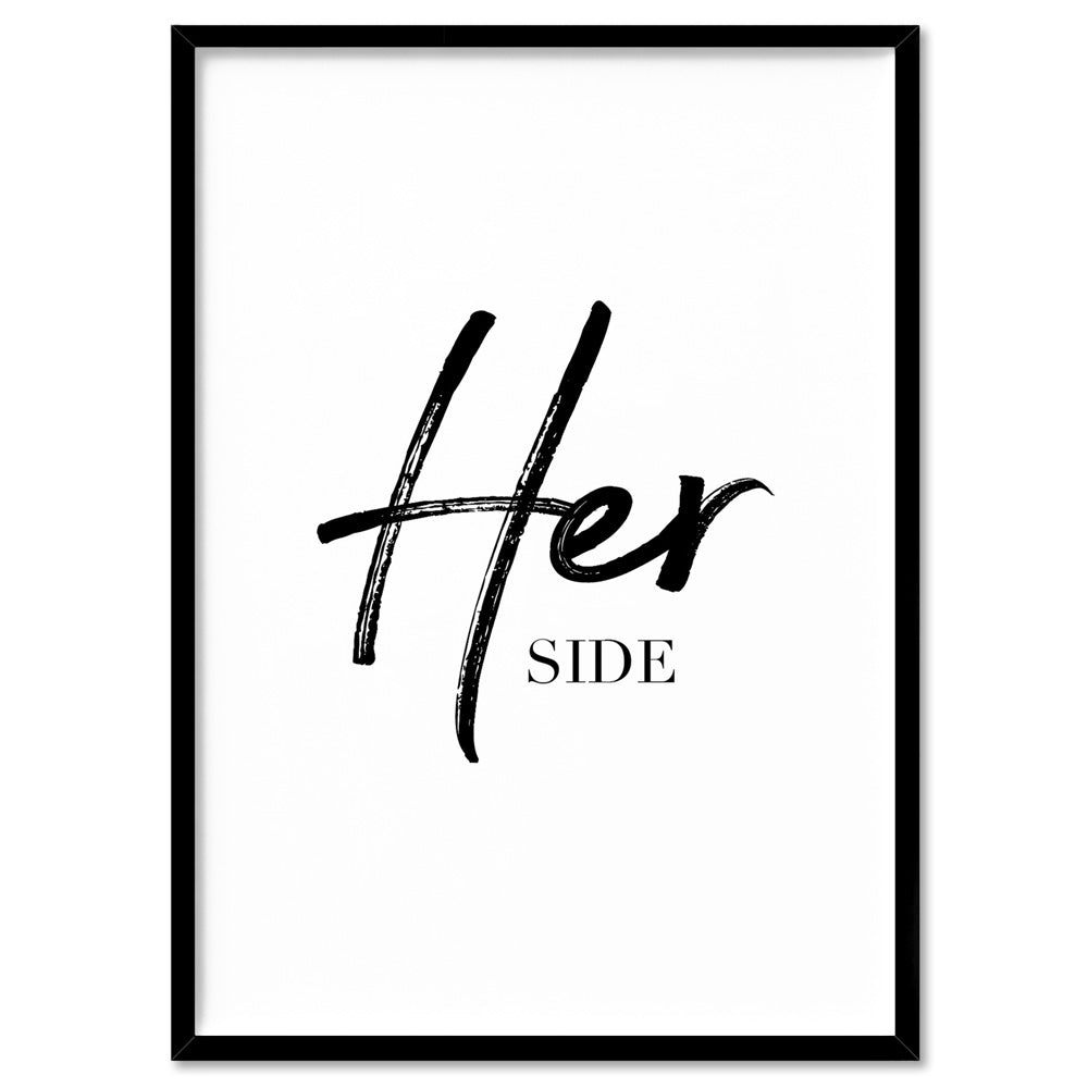 Her Side - Art Print, Poster, Stretched Canvas, or Framed Wall Art Print, shown in a black frame