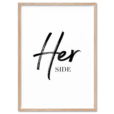 Her Side - Art Print, Poster, Stretched Canvas, or Framed Wall Art Print, shown in a natural timber frame
