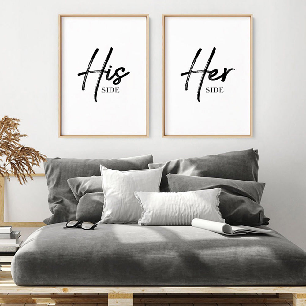 Her Side - Art Print, Poster, Stretched Canvas or Framed Wall Art, shown framed in a home interior space