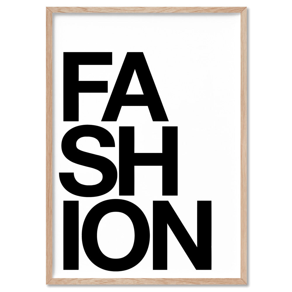 FASHION on white - Art Print, Poster, Stretched Canvas, or Framed Wall Art Print, shown in a natural timber frame