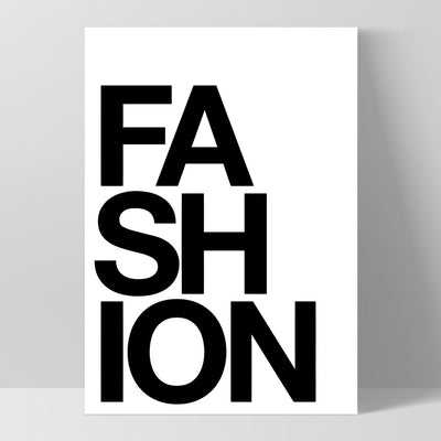 FASHION on white - Art Print, Poster, Stretched Canvas, or Framed Wall Art Print, shown as a stretched canvas or poster without a frame