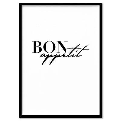 Bon Appetit - Art Print, Poster, Stretched Canvas, or Framed Wall Art Print, shown in a black frame