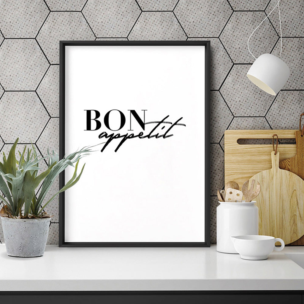 Bon Appetit - Art Print, Poster, Stretched Canvas or Framed Wall Art, shown framed in a room