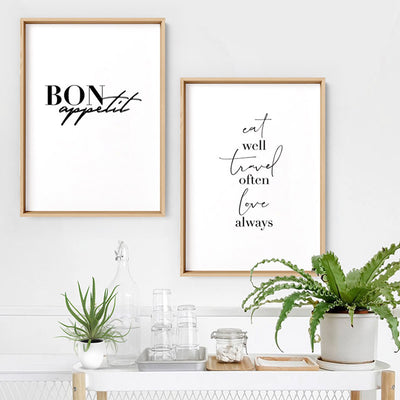 Bon Appetit - Art Print, Poster, Stretched Canvas or Framed Wall Art, shown framed in a home interior space