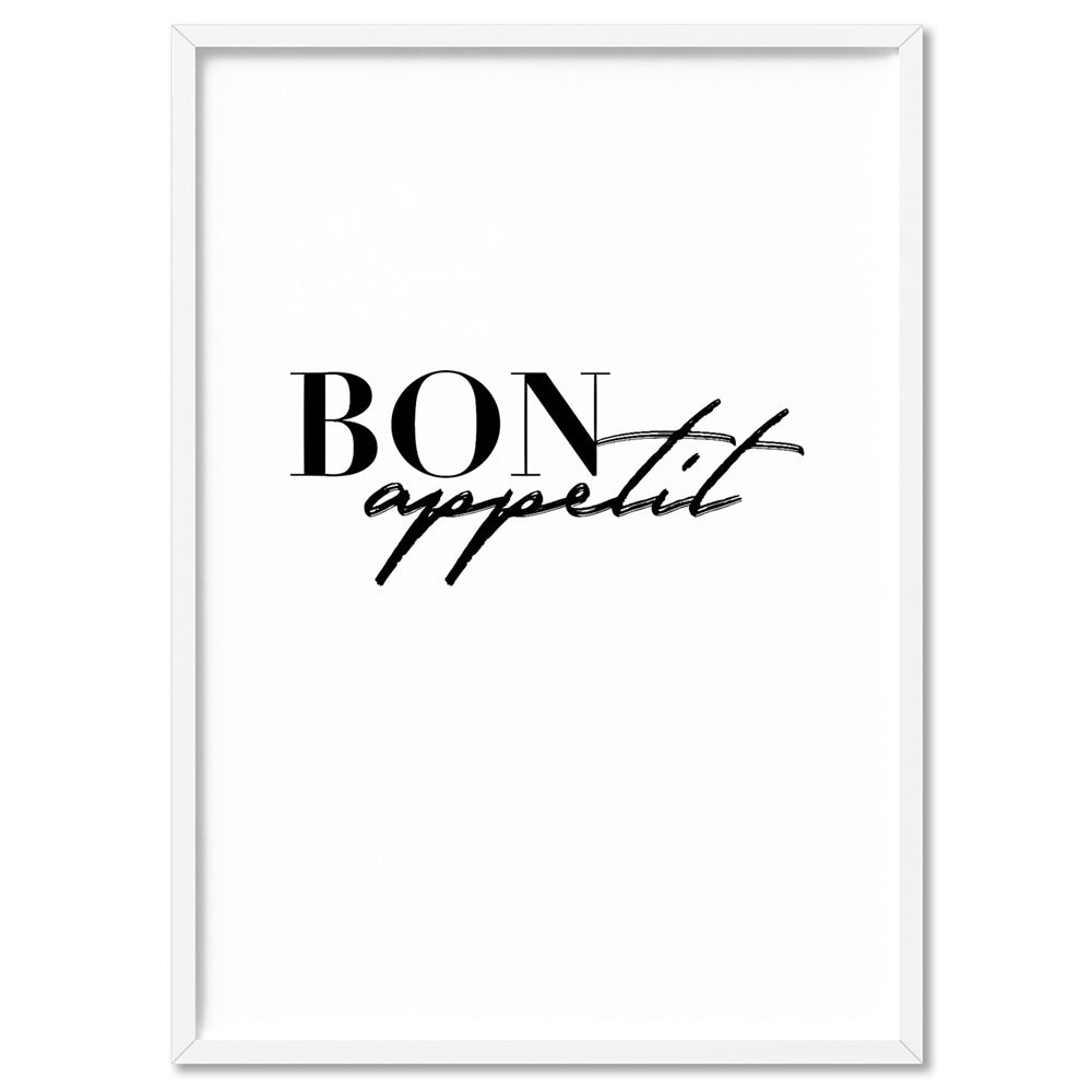 Bon Appetit - Art Print, Poster, Stretched Canvas, or Framed Wall Art Print, shown in a white frame