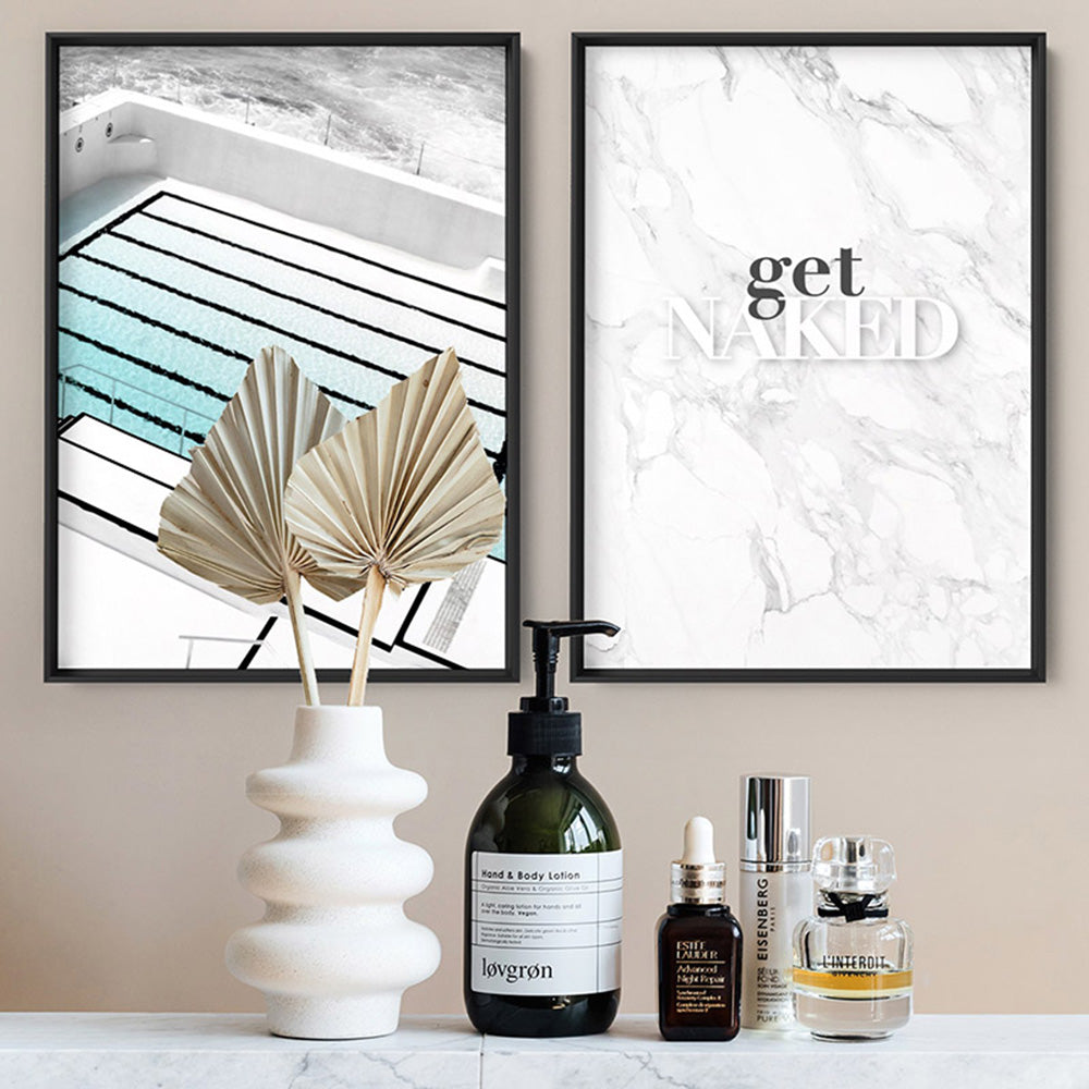 Get Naked - Art Print, Poster, Stretched Canvas or Framed Wall Art, shown framed in a home interior space