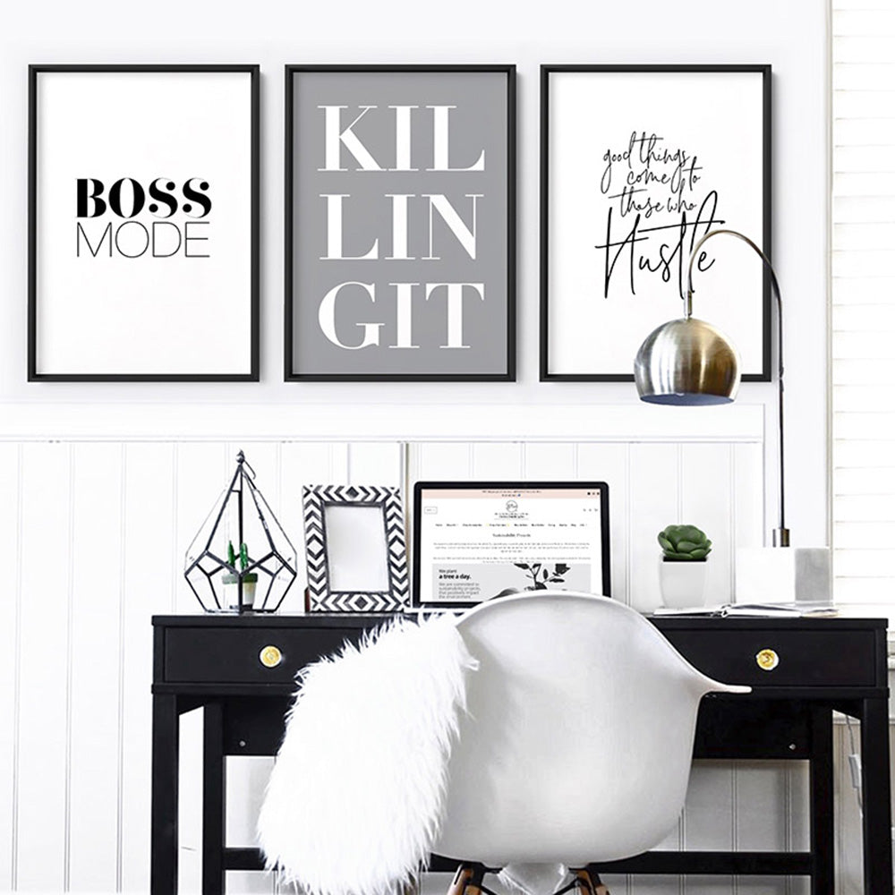 Boss Mode - Art Print, Poster, Stretched Canvas or Framed Wall Art, shown framed in a home interior space