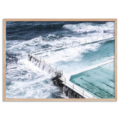 Bondi Icebergs Pool II - Art Print, Poster, Stretched Canvas, or Framed Wall Art Print, shown in a natural timber frame