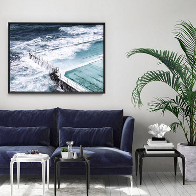 Bondi Icebergs Pool II - Art Print, Poster, Stretched Canvas or Framed Wall Art, shown framed in a room