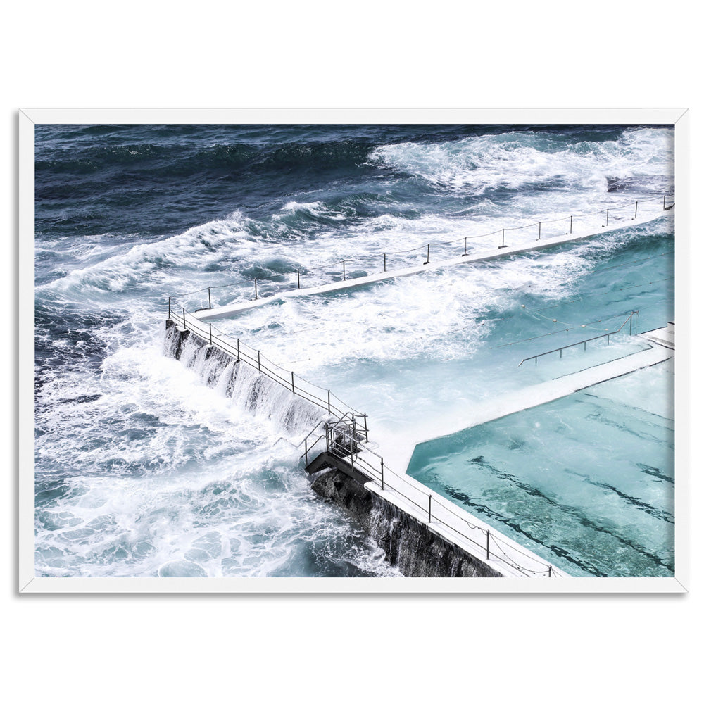Bondi Icebergs Pool II - Art Print, Poster, Stretched Canvas, or Framed Wall Art Print, shown in a white frame
