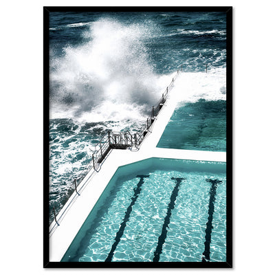 Bondi Icebergs Pool IV - Art Print, Poster, Stretched Canvas, or Framed Wall Art Print, shown in a black frame