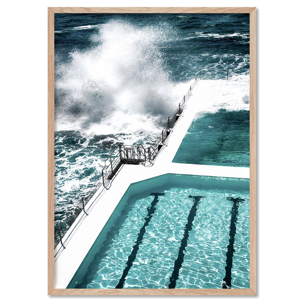Bondi Icebergs Pool IV - Art Print, Poster, Stretched Canvas, or Framed Wall Art Print, shown in a natural timber frame