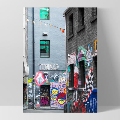 Melbourne Street Art / Hosier Lane TONKA - Art Print, Poster, Stretched Canvas, or Framed Wall Art Print, shown as a stretched canvas or poster without a frame