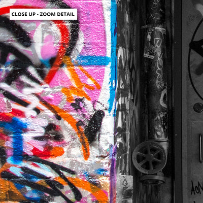 Melbourne Street Art / Hosier Lane Door I - Art Print, Poster, Stretched Canvas or Framed Wall Art, Close up View of Print Resolution