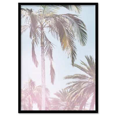 California Pastels / Palm Views - Art Print, Poster, Stretched Canvas, or Framed Wall Art Print, shown in a black frame