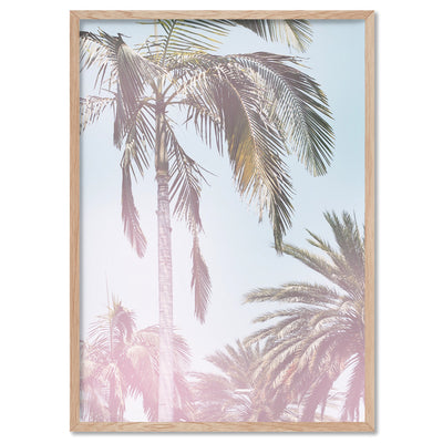 California Pastels / Palm Views - Art Print, Poster, Stretched Canvas, or Framed Wall Art Print, shown in a natural timber frame