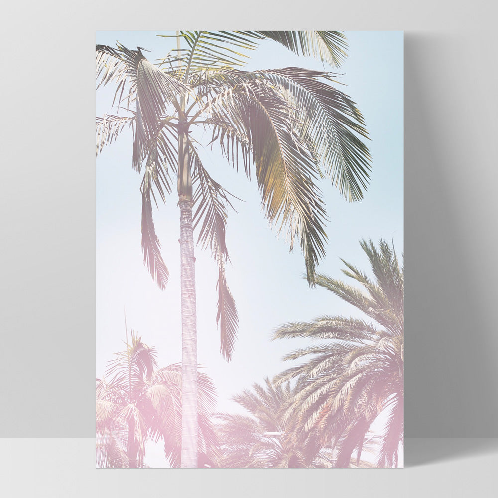 California Pastels / Palm Views - Art Print, Poster, Stretched Canvas, or Framed Wall Art Print, shown as a stretched canvas or poster without a frame
