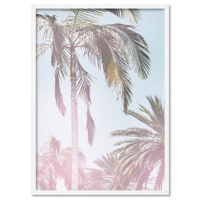 California Pastels / Palm Views - Art Print, Poster, Stretched Canvas, or Framed Wall Art Print, shown in a white frame
