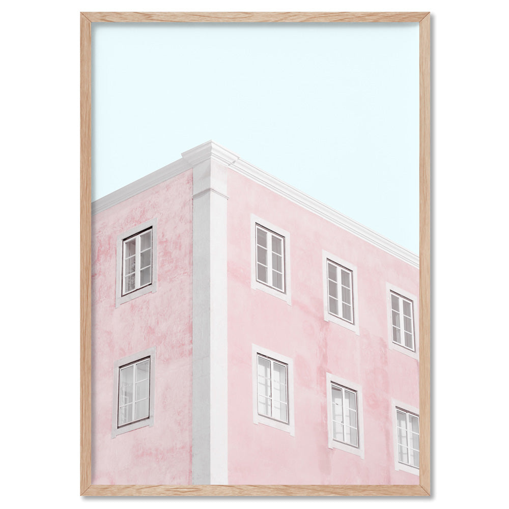 Palm Springs Pastels / Pretty in Pink Apartments - Art Print, Poster, Stretched Canvas, or Framed Wall Art Print, shown in a natural timber frame