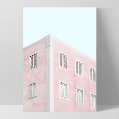 Palm Springs Pastels / Pretty in Pink Apartments - Art Print, Poster, Stretched Canvas, or Framed Wall Art Print, shown as a stretched canvas or poster without a frame