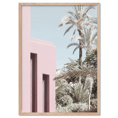 Palm Springs Pastels / Pretty in Pink Resort - Art Print, Poster, Stretched Canvas, or Framed Wall Art Print, shown in a natural timber frame