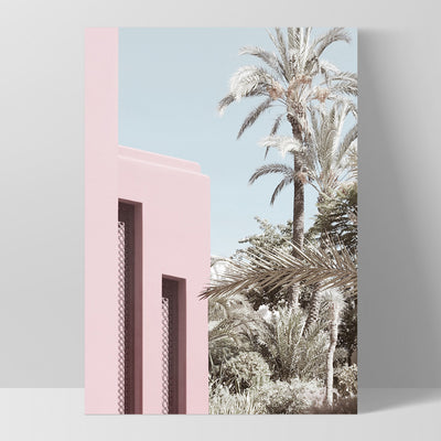 Palm Springs Pastels / Pretty in Pink Resort - Art Print, Poster, Stretched Canvas, or Framed Wall Art Print, shown as a stretched canvas or poster without a frame