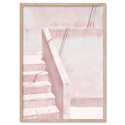 Palm Springs Pastels / Pink Terrazzo Stairs - Art Print, Poster, Stretched Canvas, or Framed Wall Art Print, shown in a natural timber frame