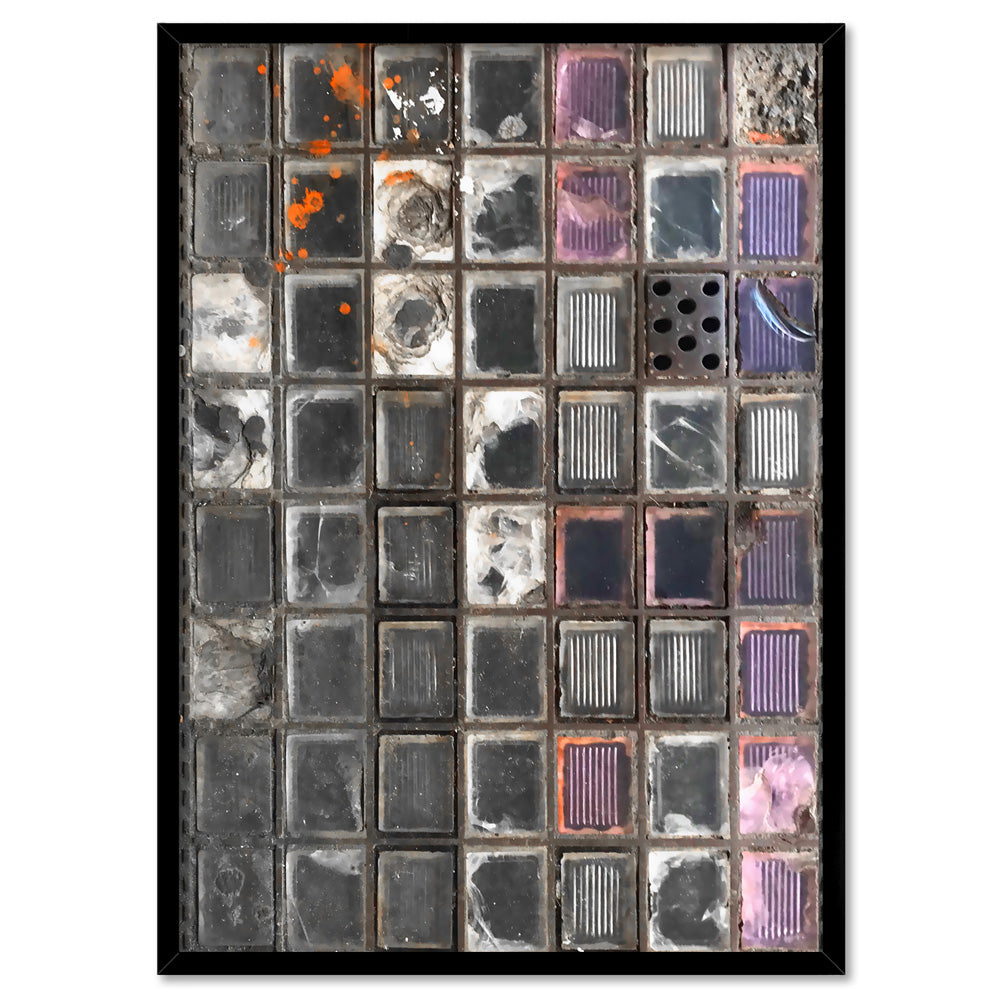 Newtown Pavement Glass Bricks - Art Print, Poster, Stretched Canvas, or Framed Wall Art Print, shown in a black frame