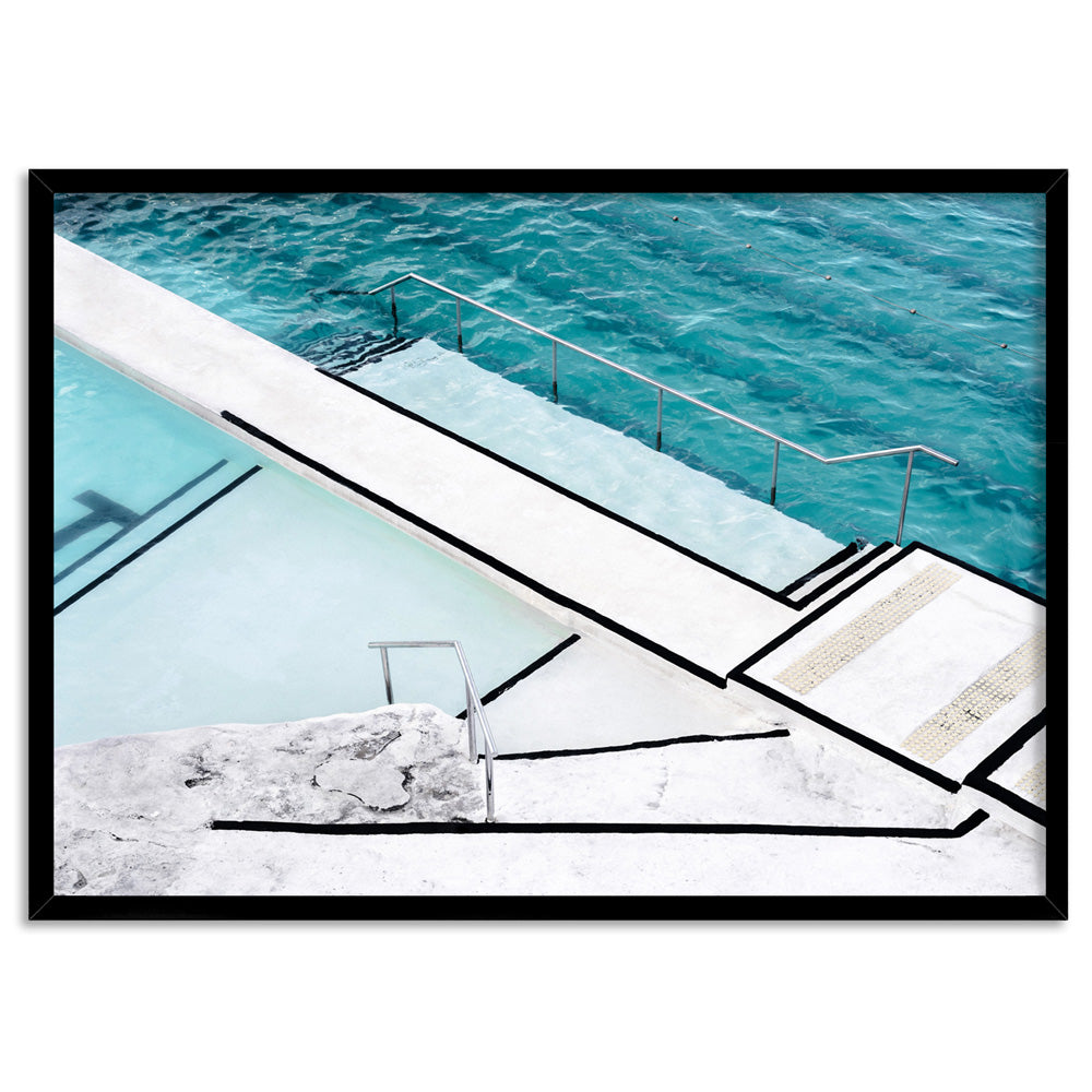 Bondi Icebergs Pool VII - Art Print, Poster, Stretched Canvas, or Framed Wall Art Print, shown in a black frame