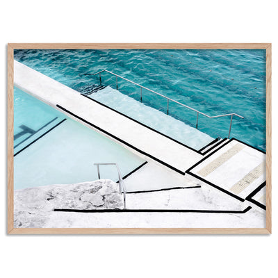 Bondi Icebergs Pool VII - Art Print, Poster, Stretched Canvas, or Framed Wall Art Print, shown in a natural timber frame