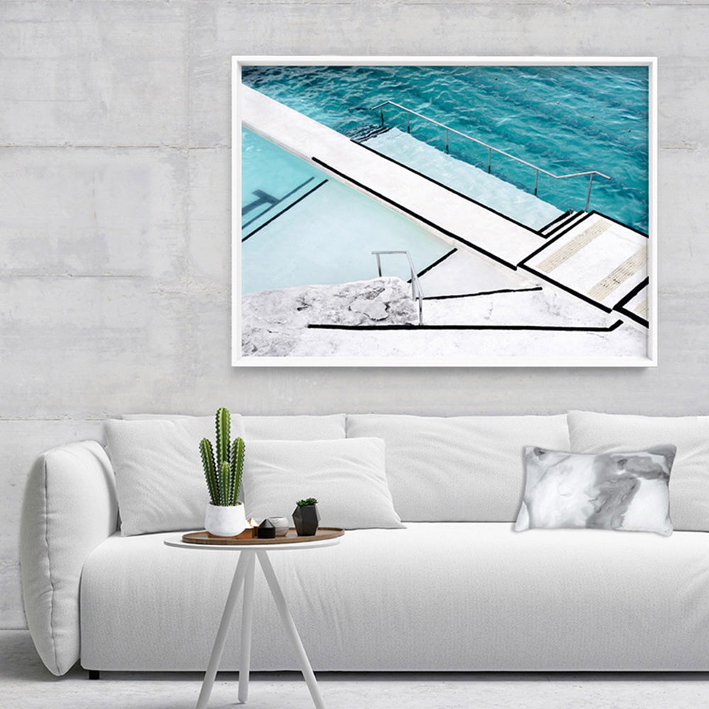 Bondi Icebergs Pool VII - Art Print, Poster, Stretched Canvas or Framed Wall Art, shown framed in a room
