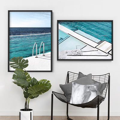 Bondi Icebergs Pool VII - Art Print, Poster, Stretched Canvas or Framed Wall Art, shown framed in a home interior space