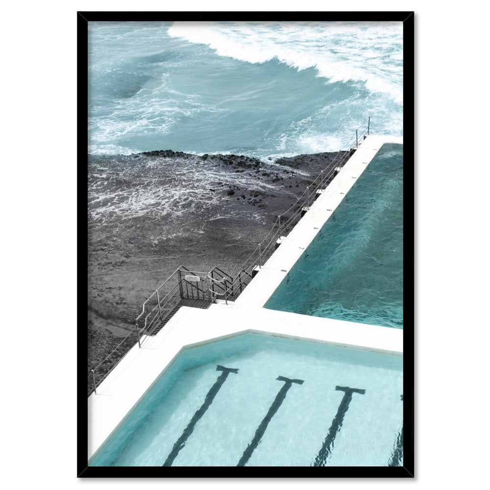 Bondi Icebergs Pool XII - Art Print, Poster, Stretched Canvas, or Framed Wall Art Print, shown in a black frame