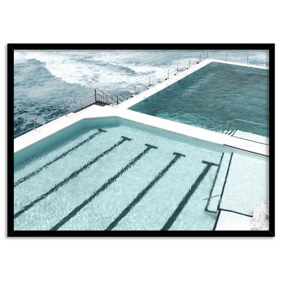 Bondi Icebergs Pool XIII - Art Print, Poster, Stretched Canvas, or Framed Wall Art Print, shown in a black frame