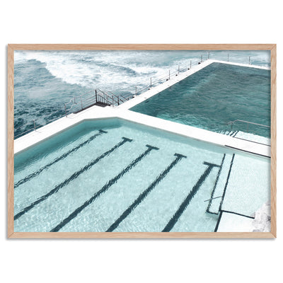 Bondi Icebergs Pool XIII - Art Print, Poster, Stretched Canvas, or Framed Wall Art Print, shown in a natural timber frame