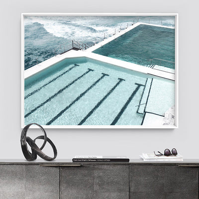 Bondi Icebergs Pool XIII - Art Print, Poster, Stretched Canvas or Framed Wall Art, shown framed in a room
