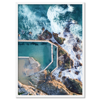 South Curl Rock Pool - Art Print, Poster, Stretched Canvas, or Framed Wall Art Print, shown in a white frame