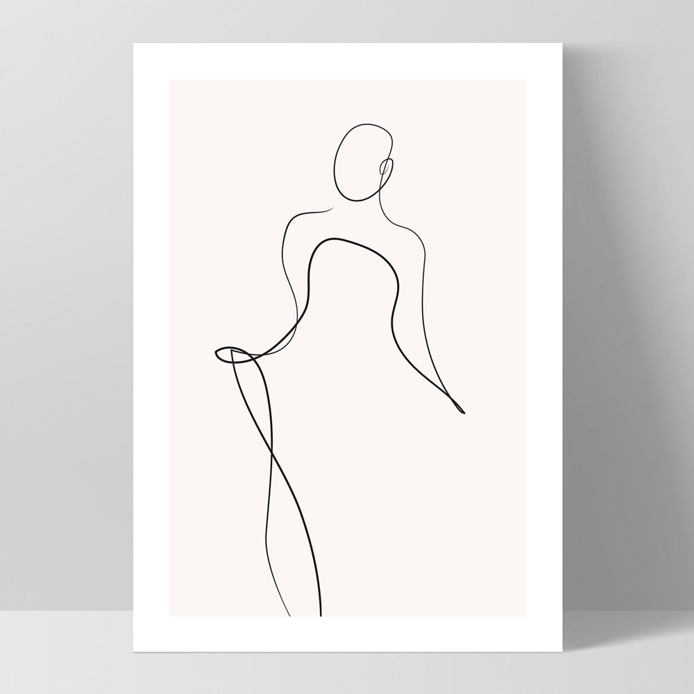 Female Pose Line Art III - Art Print, Poster, Stretched Canvas, or Framed Wall Art Print, shown as a stretched canvas or poster without a frame