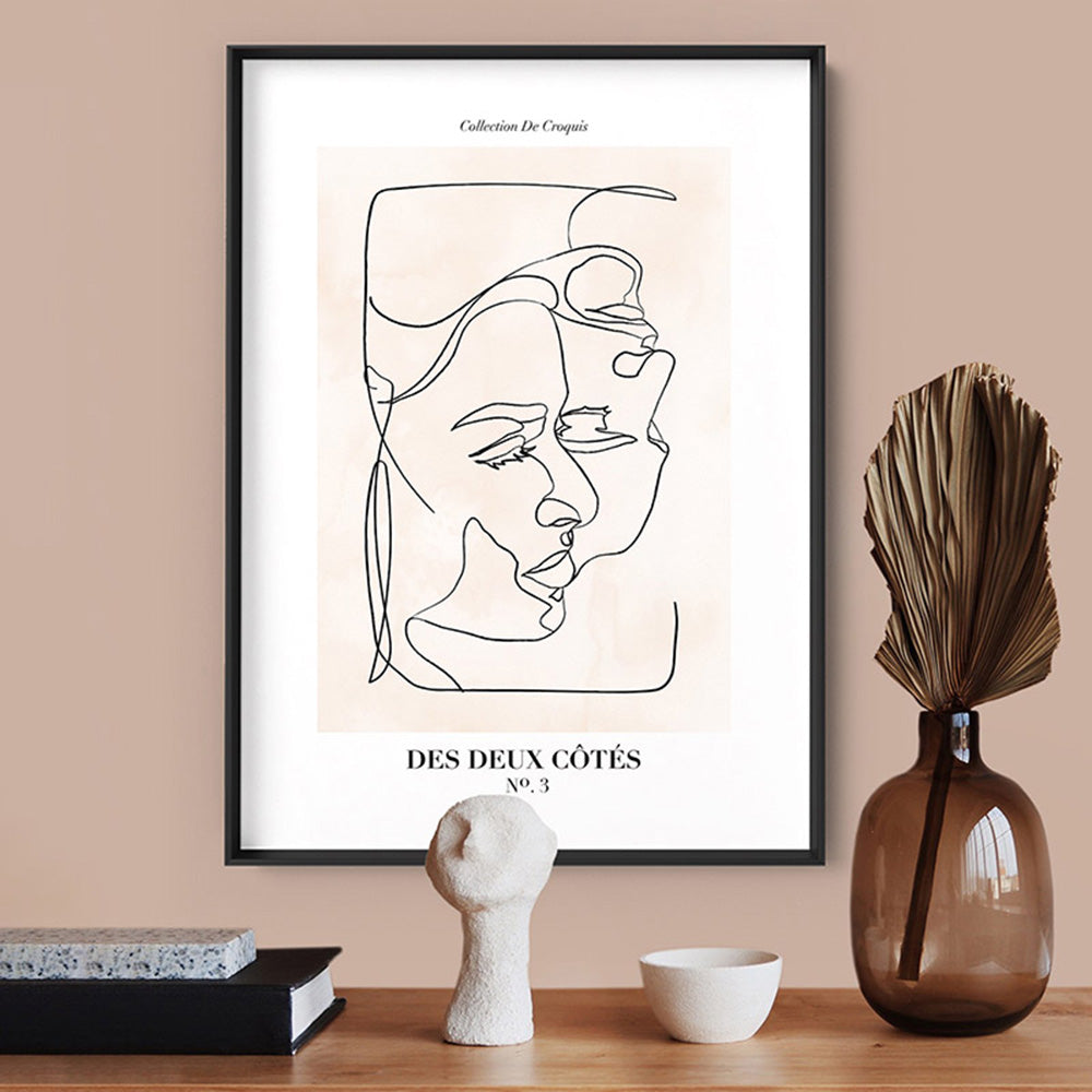 Abstract Line Art Figures III | On both sides - Art Print, Poster, Stretched Canvas or Framed Wall Art, shown framed in a room