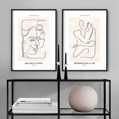 Abstract Line Art Figures III | On both sides - Art Print, Poster, Stretched Canvas or Framed Wall Art, shown framed in a home interior space