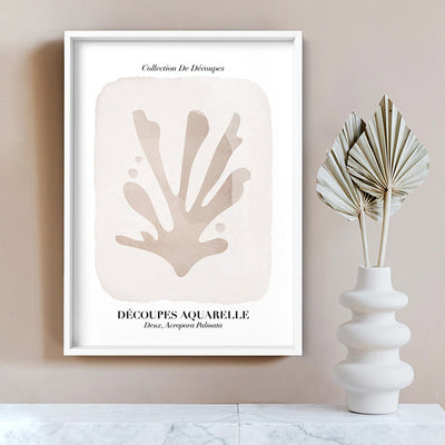 Decoupes Aquarelle IV - Art Print, Poster, Stretched Canvas or Framed Wall Art, shown framed in a room
