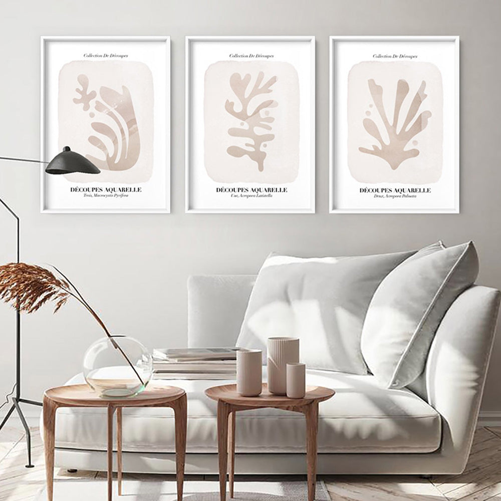 Decoupes Aquarelle V - Art Print, Poster, Stretched Canvas or Framed Wall Art, shown framed in a home interior space