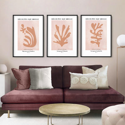 Decoupes Aquarelle VI - Art Print, Poster, Stretched Canvas or Framed Wall Art, shown framed in a home interior space