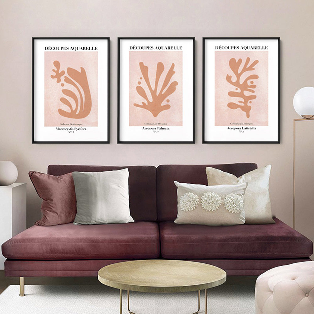 Decoupes Aquarelle VII - Art Print, Poster, Stretched Canvas or Framed Wall Art, shown framed in a home interior space