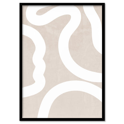 Boho Abstracts | White Lines II - Art Print, Poster, Stretched Canvas, or Framed Wall Art Print, shown in a black frame