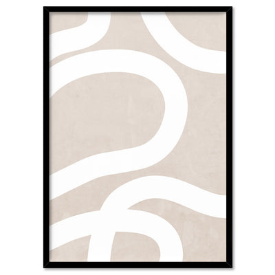 Boho Abstracts | White Lines III - Art Print, Poster, Stretched Canvas, or Framed Wall Art Print, shown in a black frame
