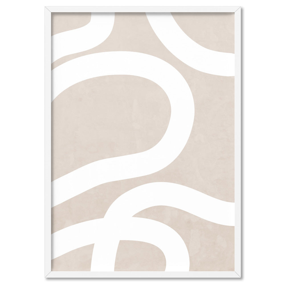Boho Abstracts | White Lines III - Art Print, Poster, Stretched Canvas, or Framed Wall Art Print, shown in a white frame