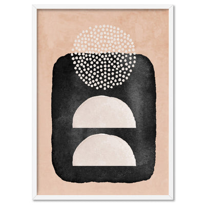 Boho Shapes Abstract III - Art Print, Poster, Stretched Canvas, or Framed Wall Art Print, shown in a white frame
