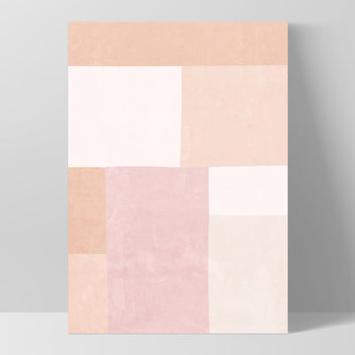 Abstract Blocks | Boho Blush II - Art Print, Poster, Stretched Canvas, or Framed Wall Art Print, shown as a stretched canvas or poster without a frame