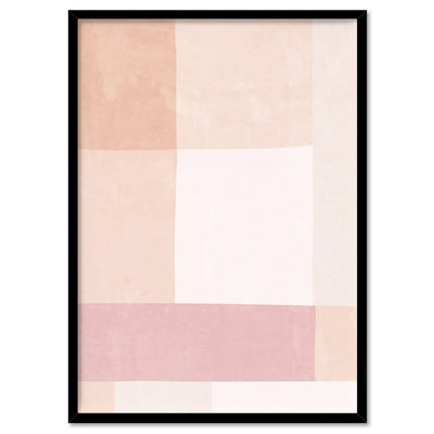 Abstract Blocks | Boho Blush III - Art Print, Poster, Stretched Canvas, or Framed Wall Art Print, shown in a black frame